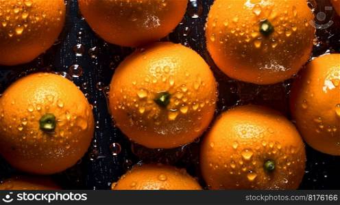 Orange fruit seamless background with water drops, top view, flat lay. Generative AI. High quality illustration. Orange fruit seamless background with water drops, top view, flat lay. Generative AI
