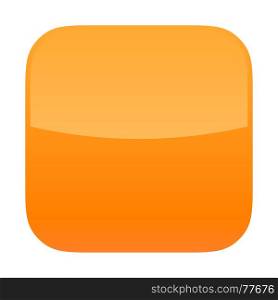 Orange glossy button blank icon square empty shape isolated form background. Vector illustration a graphic element for web internet design