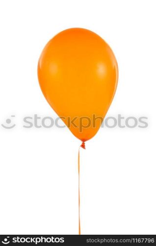 Orange helium balloon for birthday and celebrations isolated on white background. Orange balloon for birthday and celebrations isolated on white background