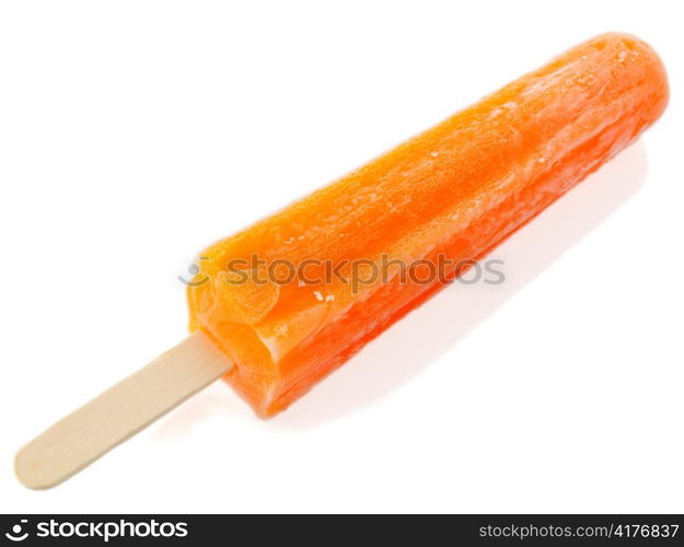 orange ice cream pop on white