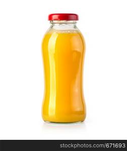 orange juice bottle isolated on white background, with clipping path