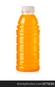 orange juice bottle on white background with clipping path