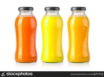 orange juice bottles solated on white background, with clipping path