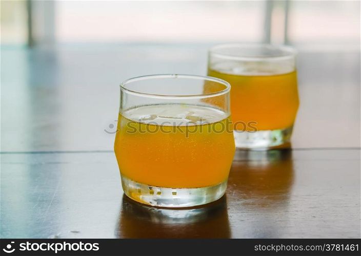 orange juice. close up of orange juice with ice