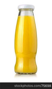orange juice glass bottle isolated with clipping path