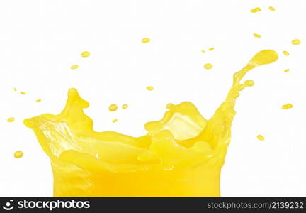 orange juice splash isolated on a white background. orange juice splash