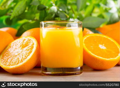 orange juice with fresh fruits