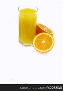 Orange juice with half of orange fruit