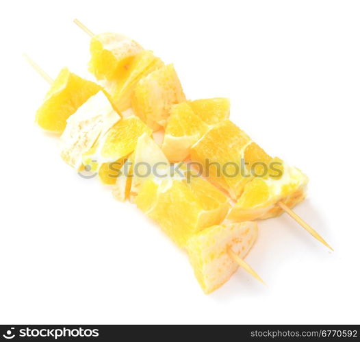 orange kebab isolated on white background