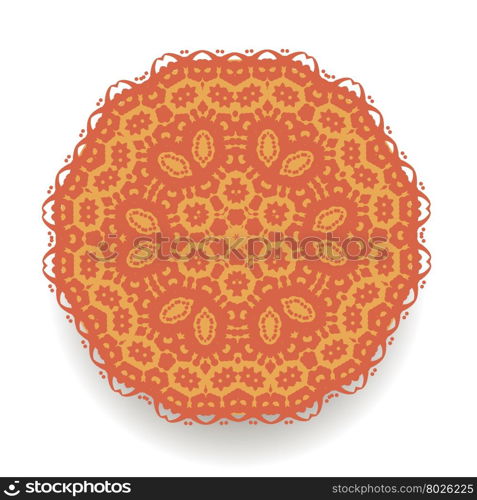 Orange Mandala Isolated on White Background. Round Ornament. Orange Mandala Isolated. Round Ornament