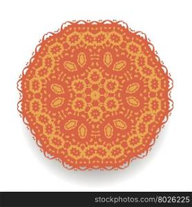 Orange Mandala Isolated on White Background. Round Ornament. Orange Mandala Isolated. Round Ornament