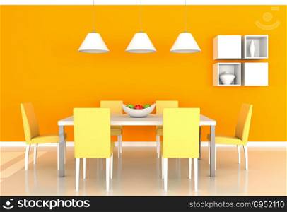 orange modern dining room