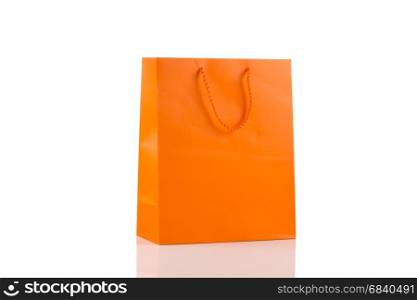 Orange paper bag isolated on white Diagonal angle