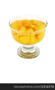 Orange peach compote in glass isolated on white