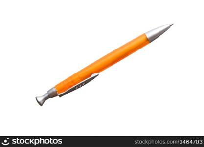 Orange pen isolated on white background