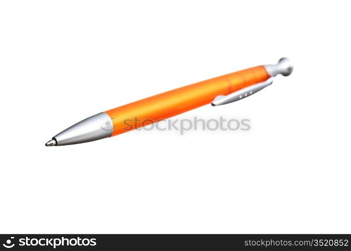 Orange pen isolated on white background
