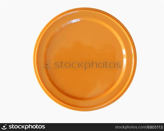 Orange plastic token money. Orange plastic chip fiche token money - isolated over white