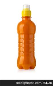 orange plastic water bottle isolated on white background with clipping path