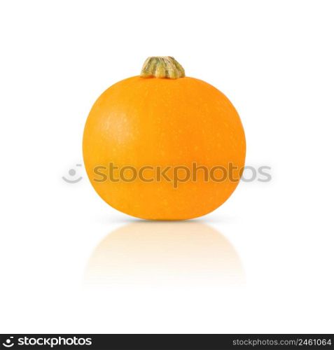 Orange pumpkin isolated on a white background with shadow and reflection. Orange pumpkin isolated on white background with shadow and reflection