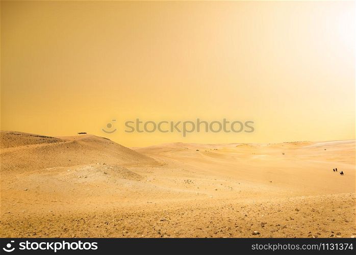 Orange sky over Sahara desert in Cairo, Egypt. Sahara desert in Cairo