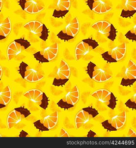 Orange slice covered with chocolate package design colorful raster pattern background