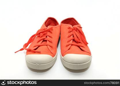 orange sneakers on a white background