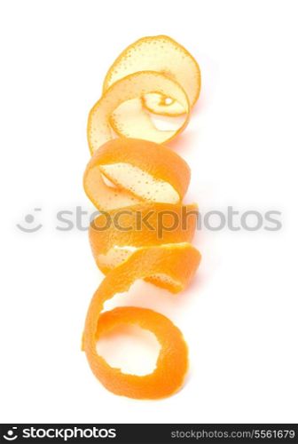 orange spiral peel isolated on white