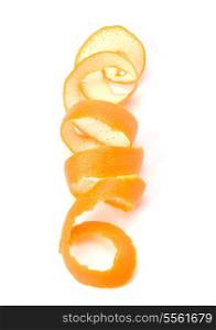 orange spiral peel isolated on white