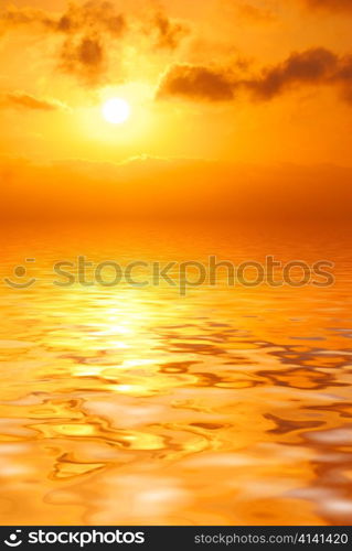 orange sunset in sea