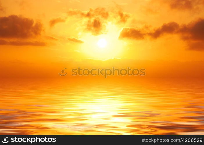 orange sunset in sea