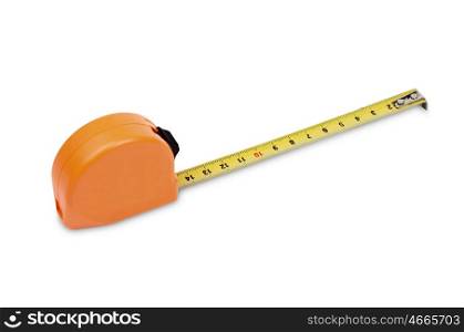 Orange tape measure isolated on a white background
