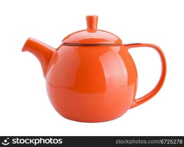 orange teapot isolated on white background