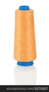 orange thread on blue Spool