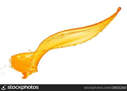 orange water splash isolated on white