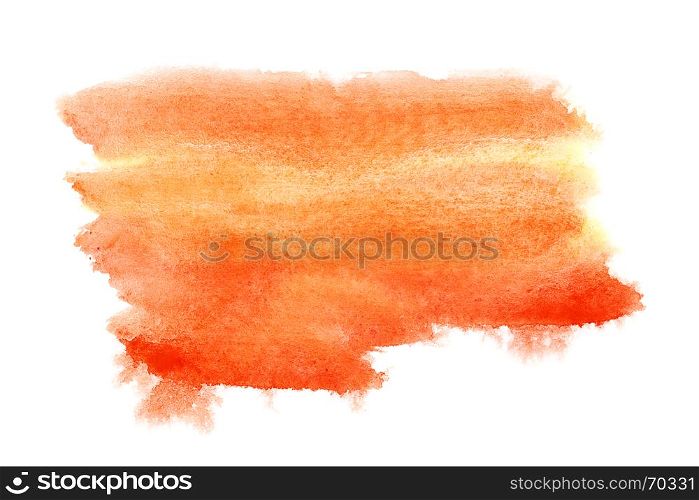 Orange watercolor brush strokes isolated over the white background