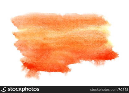 Orange watercolor brush strokes isolated over the white background