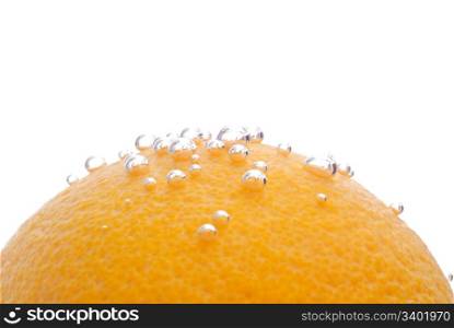 orange with drops closeup. Shallow depth-of-field