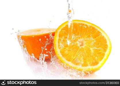 orange with splash close up