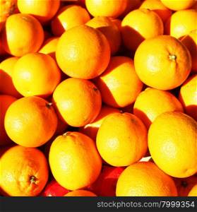 Oranges close up at a market stall