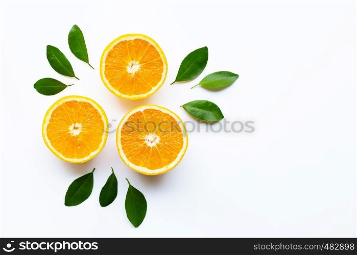 Oranges On White Background. Copy space