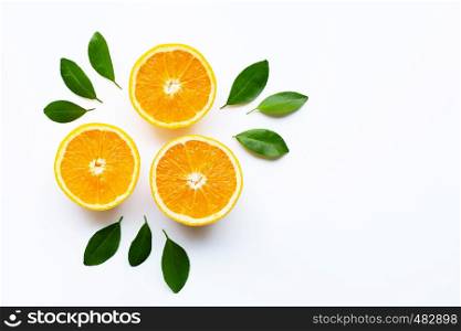 Oranges On White Background. Copy space