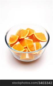 Oranges. Sliced oranges on a white background
