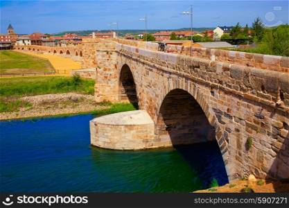 Orbigo river bridge Passo Honroso Saint James Way in Castilla Leon Spain