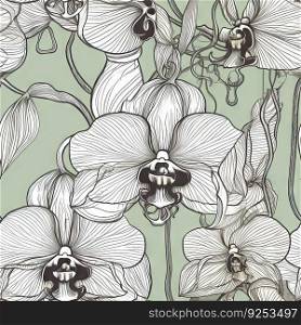 Orchid flower seamless pattern. Floral seamless background. Generative AI.. Orchid flower seamless pattern. Floral seamless background. Generative AI