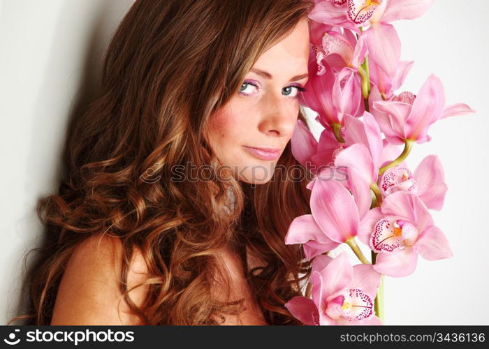 orchid woman flower in hairs