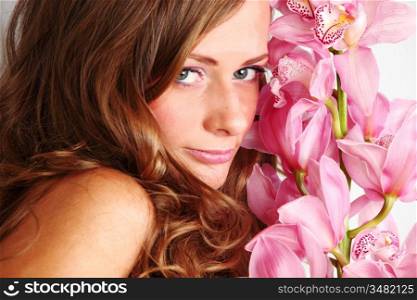orchid woman flower in hairs
