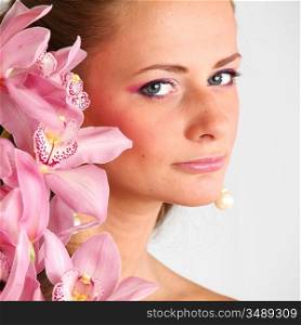 orchid woman flower in hairs