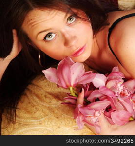 orchid woman flower in hairs