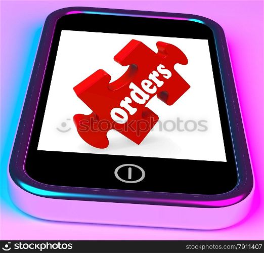 . Orders On Smartphone Showing Mobile Purchases And Ecommerce