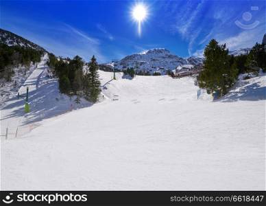 Ordino Arcalis ski resort sector in Andorra at Pyrenees